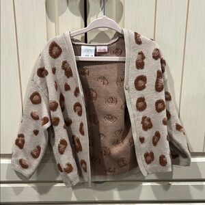 Zara Kids Tan and Brown Patterned Cardigan